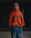Applique Zip-Up Washed Hoodie