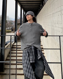 Pigment Henley Neck Waffle Long Sleeve