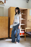 Side pin tuck rivet denim