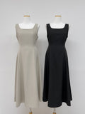 Bell sleeveless flare long one-piece