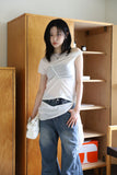 Side pin tuck rivet denim