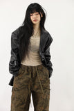 Antique snap crack leather jacket