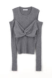 Shoulder slit twist knit