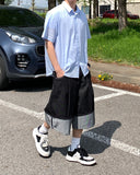 Non-Fade Maxi Roll-Up Bermuda Denim