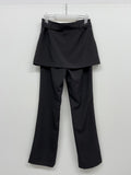 [Skirt SET] Grid pin tuck boot cut slacks