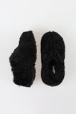 Fluffy wool platform sole sandal