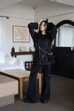 Rivet belt bootcut pants