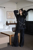 Rivet belt bootcut pants