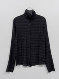 Block High Neck See-Through Blouse