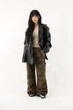 Antique snap crack leather jacket