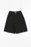 Stud denim bermuda pants