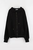 Lining mink fur) Ponpo easy hood zip-up