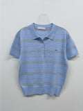 [Short sleeve ver.] Symbol stripe collar knit