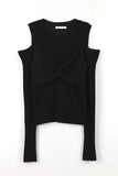 Shoulder slit twist knit