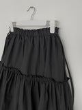 Ribbon shirring flare long skirt