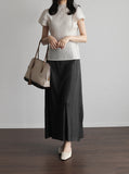 [Premium] Orea High Neck Short Sleeve Pleated T-Shirt