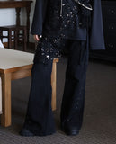 Rivet belt bootcut pants