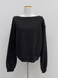One-shoulder boat neck loose fit sweatshirt