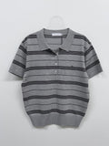 [Short sleeve ver.] Symbol stripe collar knit