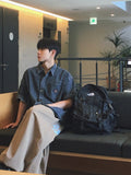 Loose Patch Washed Half Shirt