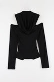 Brushed) Warm V-slit hoodie