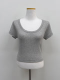 Rib Deep U-neck Short Sleeve T-Shirt