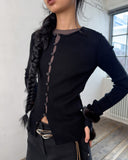 RIBBED BUTTON CARDIGAN