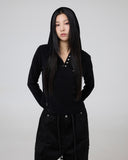 CORDUROY LOGO HOODIE TOP