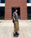 Side Dip Tuck Cotton Bermuda Pants