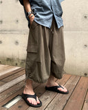 Button Cargo Pocket Bermuda Pants