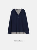Moro Dual Layered Henley Neck Long Sleeve