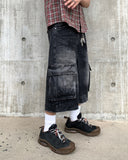 Round Curve Cargo Bermuda Denim