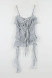 Wave ruffle chiffon sleeveless