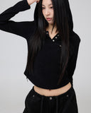 CORDUROY LOGO HOODIE TOP