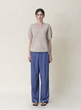 [Premium] Whole Garment Modern V-neck Short Sleeve Knit