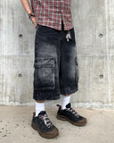 Round Curve Cargo Bermuda Denim