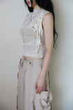 Soi mesh shirring sleeveless