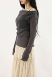 See-through rough drape tee