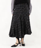 Grunge check long skirt