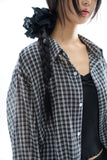 Vina sheer check wrinkle shirt