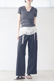 Lunine shirring layered pants