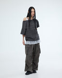 HOTFIX ONE-SHOULDER UNBALANCE T-SHIRT