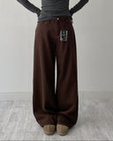 Wool Cotton High-Waist Wide Pants