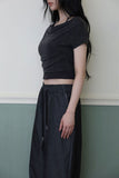 Off-Layer Shirring Halter Top