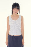 Flower waffle henley sleeveless