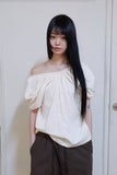 Peahen shirring balloon blouse