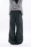 Pinstripe wide banding pants