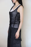 Double mesh shirring sleeveless