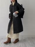 [wool100%/handmade] Herringbone Adjust Raglan Long Coat