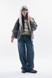 Calico raw wide denim pants